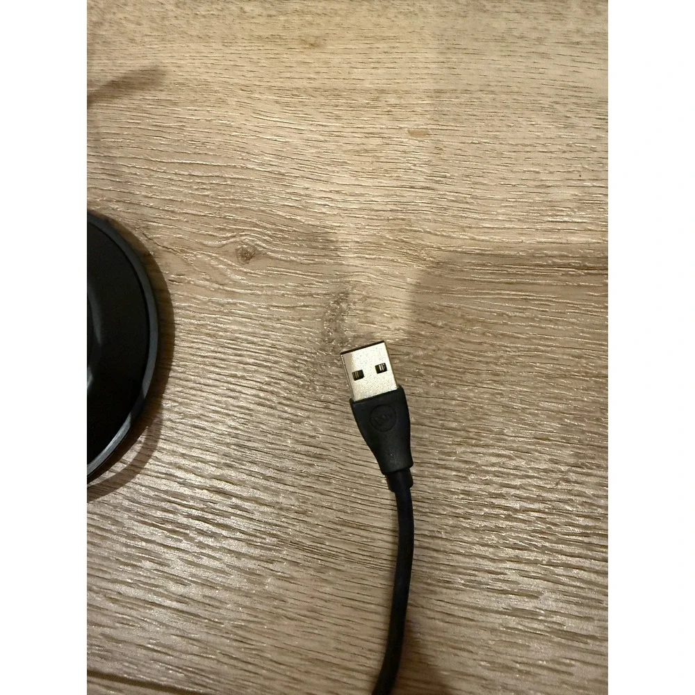 Black Wireless Charger Pad USB Cable‎ Round Charging Mat